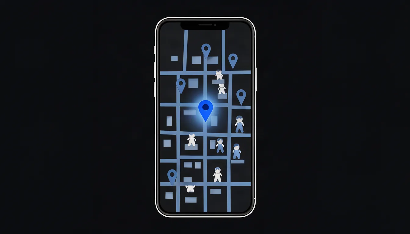 Com pouca concorrência no mapa, um perfil completo já ganha destaque. Ilustração de celular com mapa de cidade pequena mostrando poucos pinos de empresas e um pino azul destacado