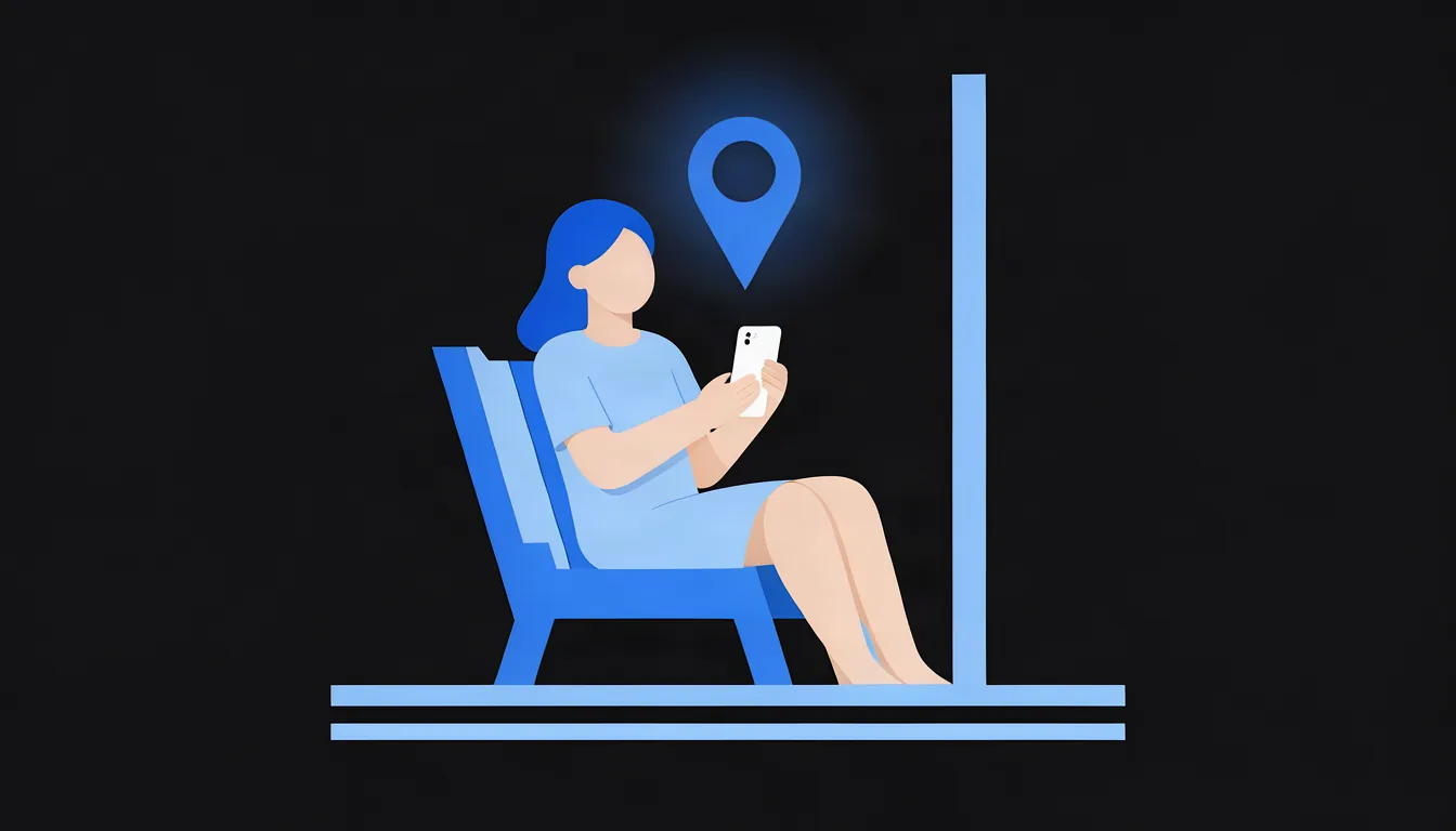 O morador de Valinhos prefere resolver perto de casa, quando encontra uma boa opção. Ilustração de moradora de Valinhos pesquisando no celular um serviço perto de casa, sentada na varanda
