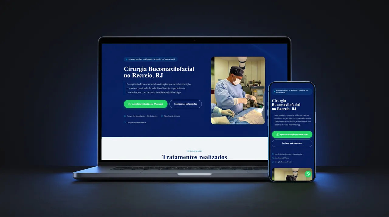 Site Angelos Odontologia exibido em notebook e celular