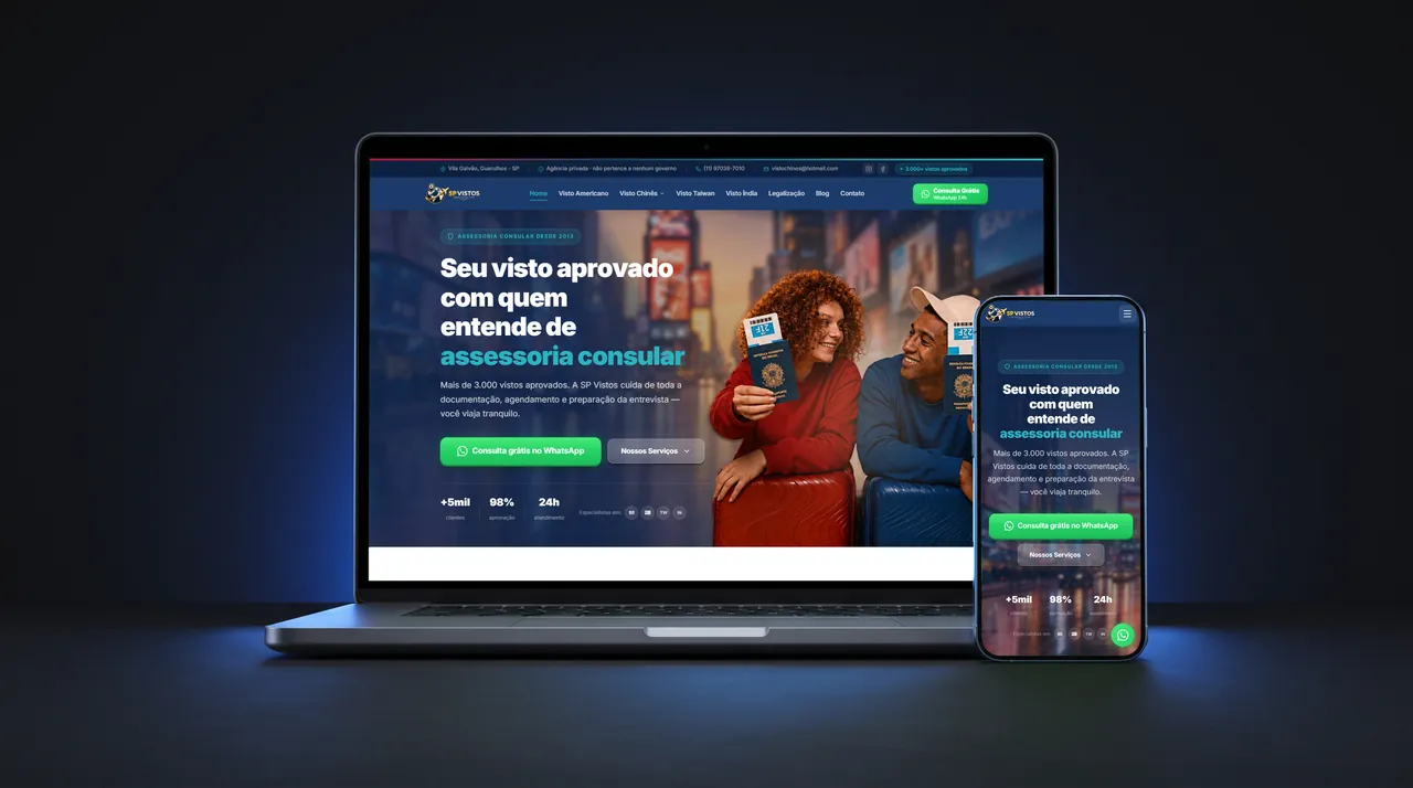 Site SP Vistos exibido em notebook e celular